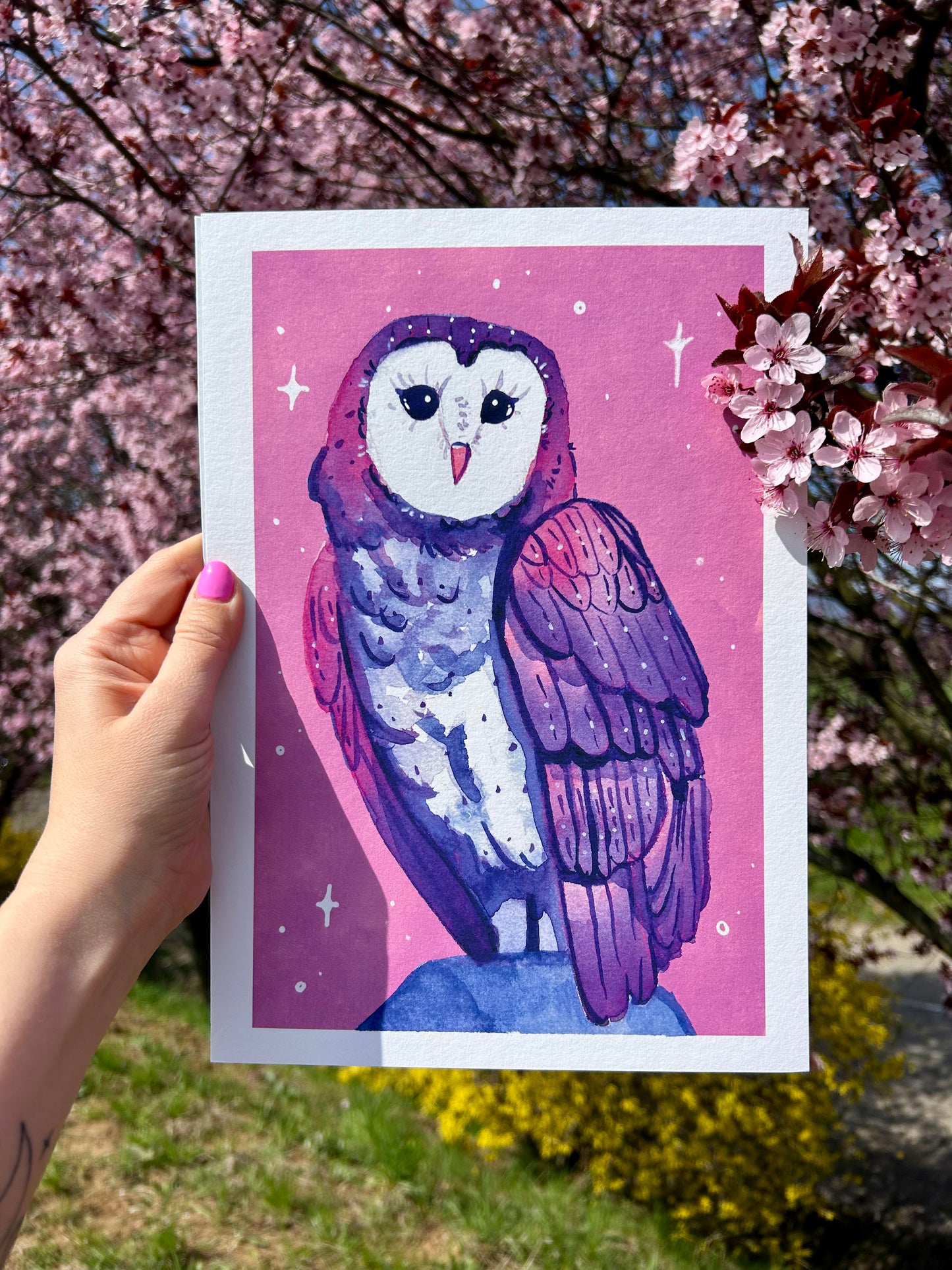 Gyöngybagoly pingvin A4-es művészi Giclée nyomat
