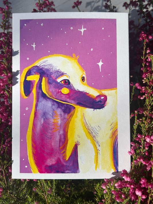 Kis angol agár/whippet képeslap